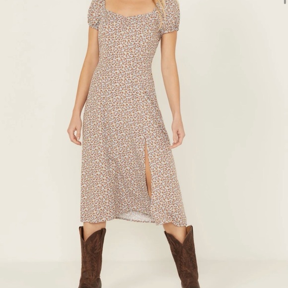 Idyllwind Dresses & Skirts - Idyllwind Beth Ditsy Print Puff Sleeve Midi Dress Size S Western Cowgirl Floral